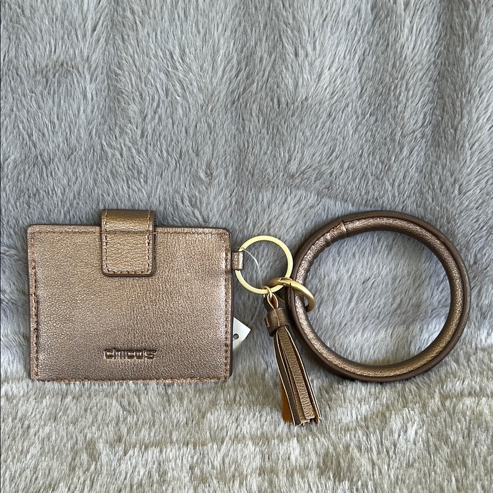 Chico's Bronze Key Card Holder with Tassel